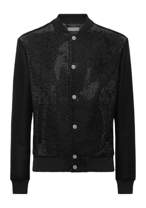 Philipp Plein rhinestone-embellished bomber jacket - Black