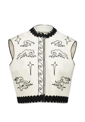 Zeus+Dione star embroidered sleeveless vest - White