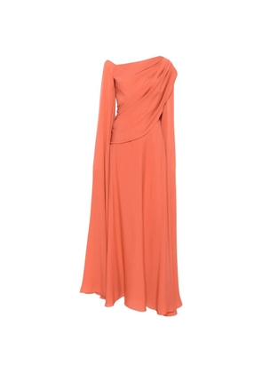 Elie Saab draped long-sleeve dress - Orange