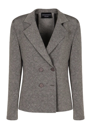 Emporio Armani herringbone double-breasted jacket - Grey