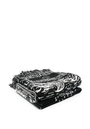 Alanui intarsia-knit frayed scarf - Black