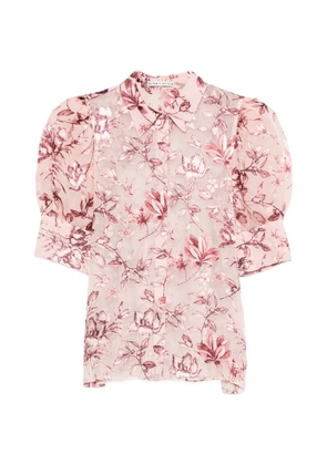 alice + olivia Willa puffed-sleeve floral shirt - Pink