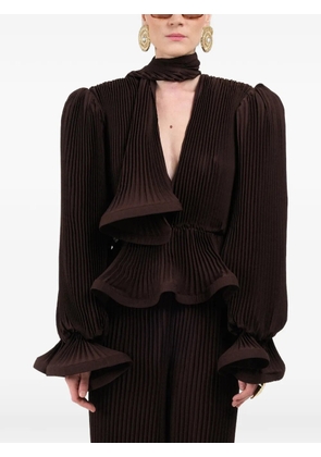 Rowen Rose pleated puffy blouse - Brown