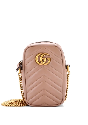 Gucci Pre-Owned GG Marmont Vertical Phone Matelasse Leather Mini crossbody bag - Neutrals