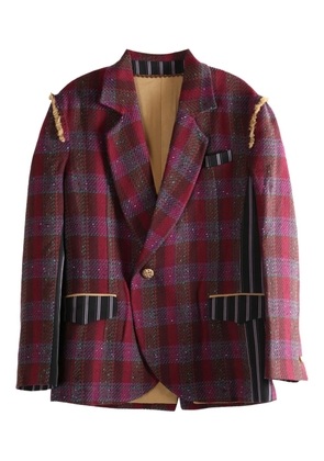 COMMUNS Check Pattern Blazer - Red