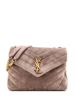 Saint Laurent Pre-Owned Loulou Matelasse Chevron Suede Small shoulder bag - Neutrals