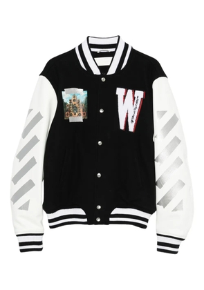 Off-White appliqué Diag-stripe varsity jacket - Black