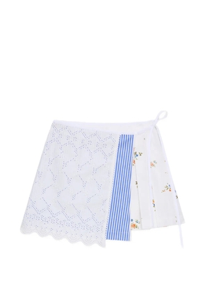 MSGM floral striped broderie skirt - White