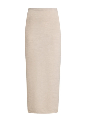 12 STOREEZ rear-slit knitted skirt - Neutrals