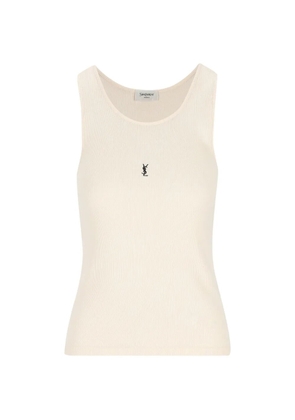Saint Laurent CASSANDRE tank top in ribbed cotton jersey - Neutrals