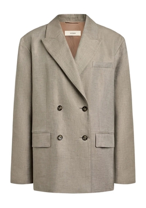 12 STOREEZ double-breasted linen blazer - Brown