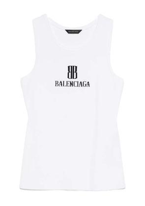 Balenciaga logo-intarsia sleeveless tank top - White