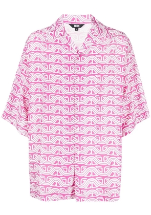 GCDS wave printed bowling shirt - Pink