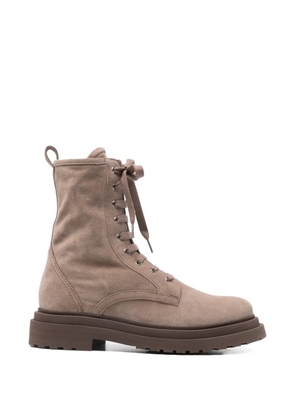 Brunello Cucinelli lace-up lug-sole ankle boots - Brown