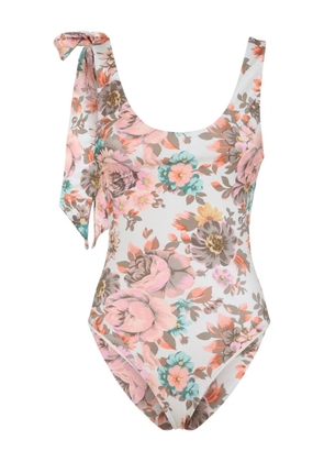 Chloé knotted-straps floral swimsuit - Grey