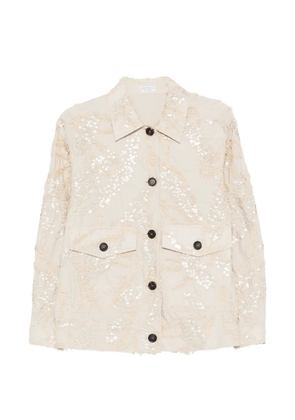 Brunello Cucinelli sequin-embellished front-pocket jacket - Neutrals