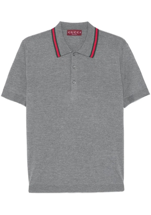 Gucci Web-Stripe wool polo shirt - Grey