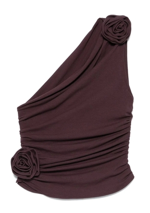 Magda Butrym rose-embellished one-shoulder top - Purple