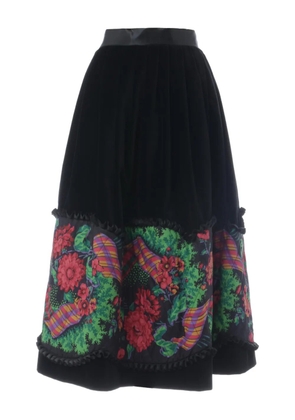 Souleiado provencal ruffle midi skirt - Black