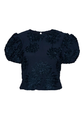 ROTATE BIRGER CHRISTENSEN floral-embellished puff-sleeve top - Blue