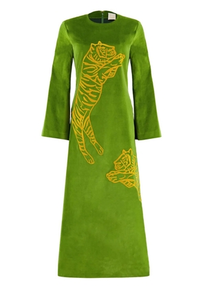 PAULA embroidered velvet dress - Green