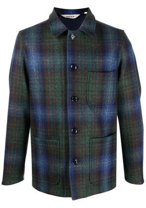 ASPESI plaid virgin-wool shirt jacket - Blue