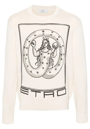 ETRO motif-embroidered cotton jumper - Neutrals
