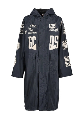 GCDS lettering hooded windbreaker coat - Blue