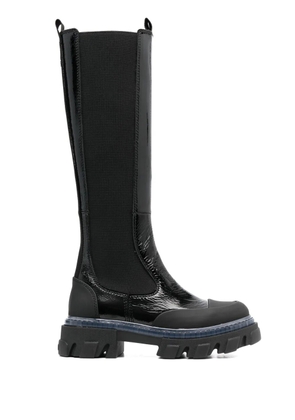 GANNI 50mm knee-high leather boots - Black
