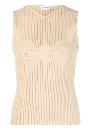 Nanushka shaped-bustier knitted top - Brown