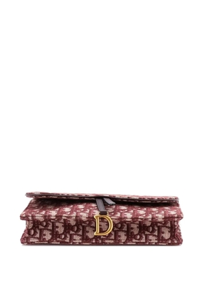 Christian Dior Pre-Owned Saddle Chain Oblique Canvas clutch bag - Red