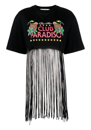 MSGM graphic-print frayed T-Shirt - Black