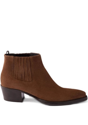 Prada elastic-gusset pointed-toe boots - Brown