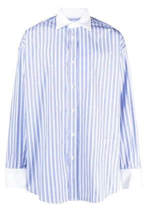 MM6 Maison Margiela logo-embroidered striped cotton shirt - Blue