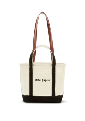 Palm Angels logo-print canvas tote bag - White