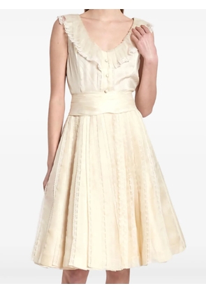 Vintage 1950s lace-trim silk dress - Neutrals