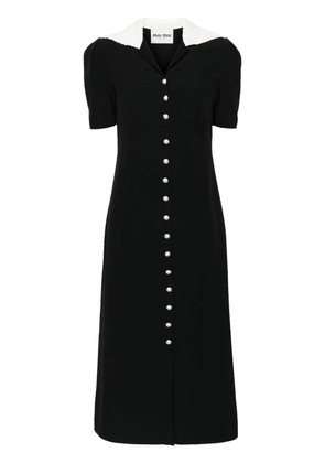 Miu Miu crystal-embellished crepe flared dress - Black