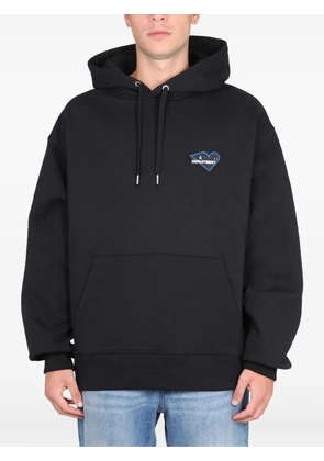 Department 5 heart-embroidered cotton hoodie - Black