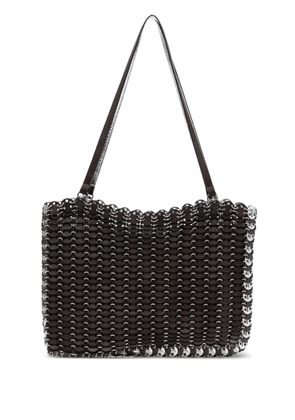 Rabanne chain-link leather tote bag - Brown