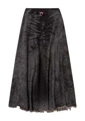 Diesel frayed-hem A-line maxi skirt - Black