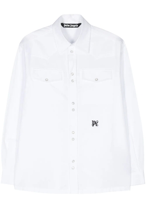 Palm Angels logo-embroidered cotton shirt - White