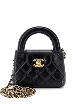 CHANEL Pre-Owned Kelly Top Handle Shopping Bag Quilted Shiny Aged Calfskin Nano crossbody bag - Black