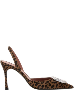 Amina Muaddi 90mm Camelia pumps - Brown