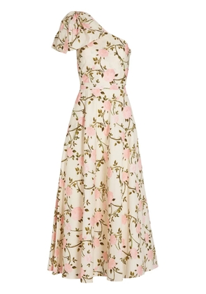 Giambattista Valli Rosier-print one-shoulder dress - White