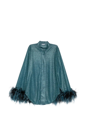 Oséree feather-trim shirt - Blue