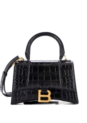 Balenciaga Pre-Owned Hourglass Top Handle Bag Crocodile Embossed Leather XS satchel - Black