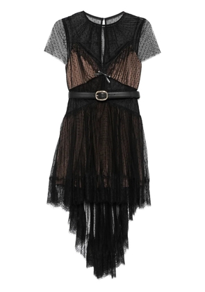 Self-Portrait dot-pattern mesh mini dress - Black