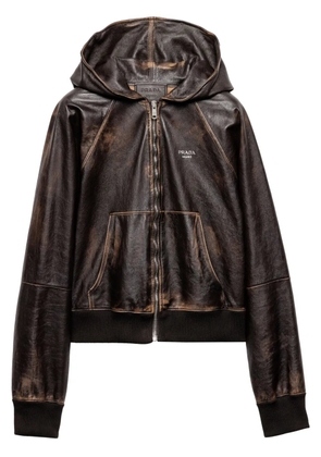 Prada hooded leather jacket - Brown
