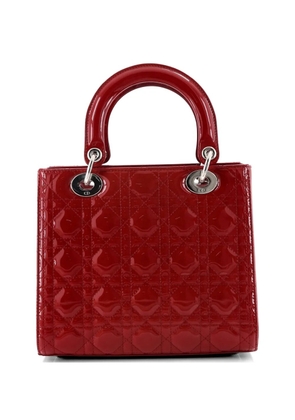 Christian Dior Pre-Owned Lady Dior NM Bag Cannage Quilt Patent Medium satchel - Red