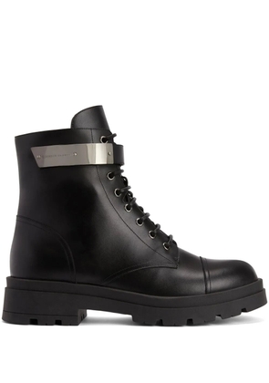 Giuseppe Zanotti Ruger leather combat boots - Black